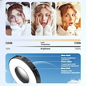 Недорогие Декоративные огни-Магнитная бьюти-лампа для селфи 3-в-1 для телефонов. 360-градусная светодиодная кольцевая лампа с магнитом, зеркалом и подставкой для телефона. Портативная перезаряжаемая подсветка с 3 режимами