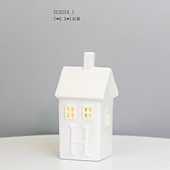 abordables 123496-Veilleuse LED électronique creuse en céramique blanche pour Noël, luminaire décoratif d&#039;intérieur, idéal pour un salon, une chambre à coucher, une cuisine, un bureau ou un bureau, avec 3 piles LR44