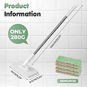 cheap Cleaning Supplies-Disposable Dust Mop with 4 Reusable Cloths 39&quot; Long Handle Wet and Dry Mopping Sweeper Stick with Locking Head &amp; Sweeping Cloths for Multi Surface Floor Cleaning