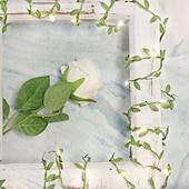 abordables Guirlandes lumineuses à piles-guirlande lumineuse élégante pour réception de mariage - 2 pièces 10 m 100 LED lumières de plantes artificielles, feuilles vertes pour décoration extérieure (piles non incluses)