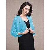 voordelige bruiloft gast wraps-Vrouwen Wikkels Bolero Schouder Jassen  Jassen Zonbescherming 3/4 Lengte Mouw Dolman Mouw Chiffon Bruiloftswikkels Met Beading Voor Feest Avond Herfst Jurk om indruk te maken