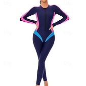 お買い得  ワンピースラッシュガード-女性用 ラッシュガード 全身水着 ダイブスキンスーツ パッチワーク UPF50+ 速乾性 高弾性 長袖 スイムウェア サーフィン 潜水 シュノーケリング 夏