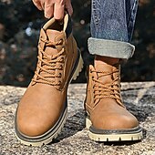 Недорогие Рабочие ботинки-Классические мужские рабочие ботинки для улицы – прочные ботинки на шнуровке с нескользящей подошвой и амортизирующей стелькой для строительства, сельского хозяйства и повседневной носки