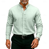 abordables chemises sans repassage pour hommes-Homme Chemise Chemise habillée Chemise à col officier Uni Mariage Extérieur Noir Blanche Vin Bleu manche longue Col montant N / C Vêtement Tenue Avec Poches