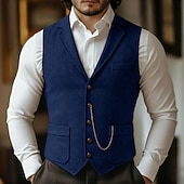 levne Obleky pro volný čas-Pánské Kamizelka Denní Vinobraní Podzim zima Polyester Pevná barva Jednořadé Blejzr Tmavě šedá Námořnická modř Hnědá