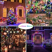 abordables Guirlandes lumineuses à piles-Lot de 2 guirlandes lumineuses à 200 LED, 20 m/66 pieds, pour Noël, Halloween, mariage, fête, festival, décoration intérieure et extérieure, avec boîtier à piles étanche AAA et télécommande