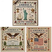 cheap Sewing &amp; Knitting &amp; Crochet-US 250th Anniversary Cross Stitch Kit Personalized Patriotic Cross Stitch Kits Commemorative Embroidery for Beginners Stamped and Counted Style Gifts for Veterans Military Fans