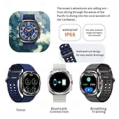 abordables Relojes inteligentes-HD8ultra Reloj inteligente 1.46 pulgada Smartwatch Reloj elegante Bluetooth Monitoreo de temperatura Podómetro Recordatorio de Llamadas Compatible con Android iOS Mujer Hombre Larga espera Llamadas