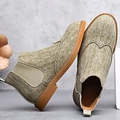 abordables Bottes de Chelsea-Bottines Chelsea grises pour hommes avec détails brogue à bout d&#039;aile, style vintage élégant pour les mariages, le travail et les occasions semi-formelles