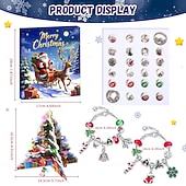 cheap Advent Calendar-Christmas Advent Calendar Bracelets 2025 for Girls, 24 Days DIY Jewelry Making Kit with 22 Charm Beads and 2 Adjustable Bracelets, Xmas Countdown Gift for Kids Teens Women