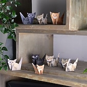 abordables artes, manualidades y costura-Gatos de papel de bricolaje, kit de manualidades de origami de papel de gato/perro/dinosaurio 3D de 50 hojas con instrucciones, decoración de escritorio de animales de bricolaje, divertidos kits de