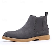 economico Stivali Chelsea-stivaletti chelsea da uomo in pelle scamosciata marrone con pannelli laterali elastici: eleganti stivaletti alla caviglia per abbigliamento casual, smart-casual e da ufficio