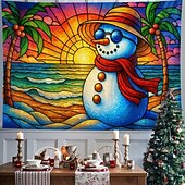 billiga jul gobeläng hängande-Julväggstapet Bakgrund Söt snögubbe med halsduk och gåva 2025 jul vinterland vägghängande festlig semester för dekoration av sovrum vardagsrum fest