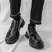 economico Scarpe Oxford-scarpe oxford nere lucide da uomo – scarpe eleganti stringate in vernice con suola spessa per feste serali, moda gotica, concerti e occasioni speciali