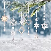 お買い得  装飾品-クリスマスクリスタル吊り下げオーナメント、透明アクリル製オーストリア産スノーフレーク、つらら&amp;amp;ティアドロップ型の装飾、ホリデーツリー用のシャンデリアペンダント&amp;amp;お祭りの照明