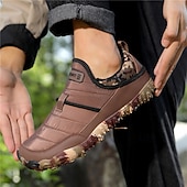 abordables Botas de invierno y nieve-Botas de nieve cálidas de invierno sin cordones para hombre con suela antideslizante, diseño acolchado informal para caminar al aire libre, viajar en climas fríos y uso diario.