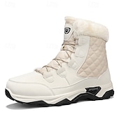 baratos Inverno e botas de neve-Botas de neve masculinas acolchoadas à prova d'água com gola de pele, calçados casuais quentes para caminhada ao ar livre no inverno