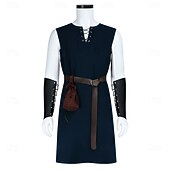 abordables Tenues-Rétro Vintage Médiéval Renaissance Armure Ensemble d&#039;accessoires Tunique Guerrier Viking Déguisement Homme Viking Halloween Carnaval Performance LARP Foire de la Renaissance Adulte Gilet Ceinture Sac