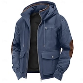 baratos Moletom com capuz de lã-Homens Moletom Full Zip Hoodie Moletom de lã Moletom com capuz forrado de lã Azul Marinha Marron Verde Cinzento Escuro Com Capuz Tecido Patchwork Zíper Bloco de cor Desportos e Ar livre Casual Diário