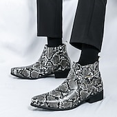 abordables Bottes de Costume-Bottines Chelsea à bout pointu en similicuir imprimé serpent pour homme – Chaussures de soirée, de scène et de soirée