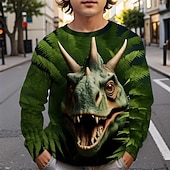 abordables Boy's 3D Animals-Boys' 3D Dinosaur T shirt Tee Long Sleeve Spring Fall Fashion Basic Kids 4-12 Years Crew Neck Outdoor Casual Daily Regular Fit