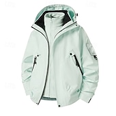 preiswerte aktive Jacke-Damen Freizeitjacke Wasserdichte Regenjacken Regenmäntel 3-in-1-wasserdichte Daunenjacke Wasserdicht Bequem Reißverschluss Tasche Lässig Einfach Urlaub Straße Alltagskleidung Ausgehen Reisverschluss