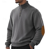 baratos Suéteres básicos-Homens Moletom Moletom Waffle Moletom com capuz Estacionar Preto Branco Verde Tropa Cáqui Cinzento Colarinho Clerical Tecido Patchwork Textura Desportos e Ar livre Casual Diário Roupa de rua Legal