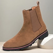 economico Stivali Chelsea-stivaletti chelsea da uomo in pelle scamosciata marrone con pannelli laterali elastici, stile casual alla caviglia per gentiluomini, ideali per outfit autunnali, abbigliamento quotidiano e riunioni del fine settimana