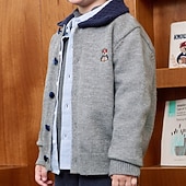billiga Pojkars basebolljackor-Barn Unisex Baseballjackor Ytterkläder Färgblock Långärmad Komfort Knappar Mjukt Täcka Utomhus Mode Dagligen Grå Vår Höst 4 år +