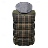 economico Gilet Puffer da Uomo-Per uomo Gilet imbottito Gilet Vacanza Quotidiano Data Moda Casual Autunno Inverno Tasca Poliestere Caldo Confortevole Plaid Cerniera Con Cappuccio Vestibilità regolare Rosso Verde Verde militare