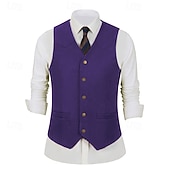 preiswerte Herrenweste-Herren Weste aus Wildlederimitat Weste Gilet Urlaub Party Geschäft Mode Lässig Frühling Herbst Tasche Knöpfe Polyester Bequem Einfach Einreihig Ein-Knopf V Ausschnitt Normale Passform Schwarz