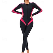 お買い得  ワンピースラッシュガード-女性用 ラッシュガード 全身水着 ダイブスキンスーツ パッチワーク UPF50+ 速乾性 高弾性 長袖 スイムウェア サーフィン 潜水 シュノーケリング 夏
