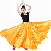 abordables Jupes Latines-Danse latine Jupes Elastique Femme Utilisation Taille moyenne Satin Mat