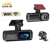 cheap Car Rear View Camera-High-definition 4K front and 1080P rear dual-lens dash cam with WiFi mobile connectivity car DVR loop recording comes with a 32GB memory card.