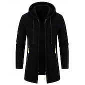 olcso Férfi Trench kabát-Férfi Felöltő Ballonkabát Hosszú Trench kabát Vakáció Napi Tavasz Tél Poliészter Szélbiztos Melegen tartani Felsőruházat Ruházat Divat Klasszikus Sima Zseb Kapucni Cipzár