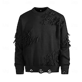 preiswerte Herrenpullover-Herren Pullover Strickpullover Gerippt Stricken Normale Oberteile Gestrickt Zerrissen Einfach Rundhalsausschnitt Mode Basic Urlaub Alltagskleidung Bekleidung Herbst Winter Schwarz Khaki M L XL