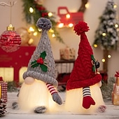 cheap Collectible Figurines-2 Pack Christmas Plush Gnomes Decoration Lighted Handmade Mini gnome Scandinavian, Light Up Swedish Tomte Elf Holiday Present, Battery Operated Xmas Gifts