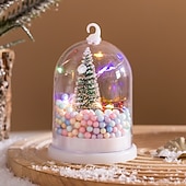 abordables luces navideñas interiores-1 pieza 11 * 7,2 cm árbol de Navidad brillante flor plateada regalo luz de noche escritorio árbol de Navidad escena de nieve adorno luz ag10 * 3 baterías