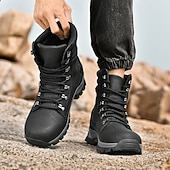 tanie Buty trekingowe-Męskie buty sportowe z wysoką cholewką ze skóry syntetycznej, do noszenia na co dzień | podeszwa antypoślizgowa do wędrówek pieszych i codziennego noszenia