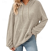 billiga Texturerade Huvtröjor &amp; Sweatshirts-Dam Pullover Hoodie Sweatshirt Slät Ledigt Långärmad Huva Vanliga toppar Gata Helgdag Ficka Ljusgrön Vin Ljuslila Kaki Armégrön Höst Vinter