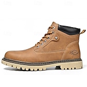 Недорогие Рабочие ботинки-Классические мужские рабочие ботинки для улицы – прочные ботинки на шнуровке с нескользящей подошвой и амортизирующей стелькой для строительства, сельского хозяйства и повседневной носки