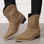 levne Cowboy &amp; Western Boots-Dámské Boty Kovbojské boty Venkovní Dovolená Denní Kotníkové boty Booties Výšivka Rovná podrážka Oblá špička Čechy prázdniny Vinobraní Umělá kůže Elastická gumička Černá Růžová Červená