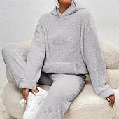 رخيصةأون بدلات رياضية-نسائي بدلة رياضية من قطعتين هودي صالة مجموعات بدلات رياضية لون سادة أطقم ملابس رياضية خريف &amp; شتاء أسود أبيض الصالة الرياضية الخارج ركض كم طويل رياضة ألبسة رياضية مرن نسبياً عادي