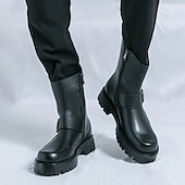 Χαμηλού Κόστους Φόρεμα μπότες-ανδρικές μπότες μόδας από PU δέρμα μεσαίου μεγέθους και αγκράφα | χοντρή σόλα για αστικό στυλ και ανθεκτικότητα