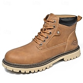 Недорогие Рабочие ботинки-Классические мужские рабочие ботинки для улицы – прочные ботинки на шнуровке с нескользящей подошвой и амортизирующей стелькой для строительства, сельского хозяйства и повседневной носки