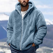 economico Felpa con cappuccio in pile-Per uomo Felpa con cappuccio Felpa con cappuccio a zip intera Giacca in Pile Nero Rosa Verde militare Blu marino Blu Reale Con Cappuccio Semplice Tasca Sport &amp; Outdoor Quotidiano Ferie Poliestere
