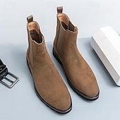 economico Stivali Chelsea-stivaletti chelsea da uomo in pelle scamosciata marrone con pannelli laterali elastici, stile casual alla caviglia per gentiluomini, ideali per outfit autunnali, abbigliamento quotidiano e riunioni del fine settimana