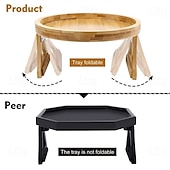 abordables Rangement et organisation-Plateau d'accoudoir de canapé en bois pliable, table ronde confortable, support de clip de bras de canapé, flexible, antidérapant, organisateur de télécommande pour boissons, collations, accessoire