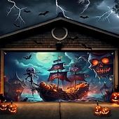 tanie Gobeliny ścienne-Halloween gobelin Osłona bramy garażowej Duży wiszący Szkielet Statek piracki Fantazja Mroczny Punk Gotycki Impreza Obuwie turystyczne Tła do zdjęć Podwórze Nawiedzony dom Wystrój domu