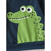 olcso Szettek-2 darab Kisgyermek Fiú Póló és nadrágok Felszerelés Dinoszaurus Hosszú ujj Crewneck Készlet Iskola Divat Napi Ősz Tél 4-7 év Katonai zöld